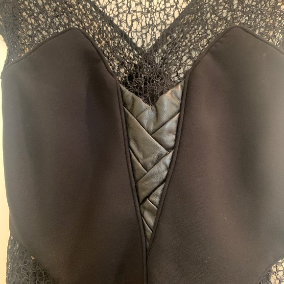 Kooples black cocktail dress with leather detail - Picture 9 of 10